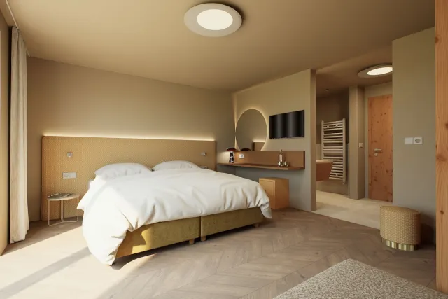 Comfort tweepersoonskamer met tweepersoonsbed of aparte bedden, 1 tweepersoonsbed, balkon en uitzicht op de vallei — Hotel Grafenstein