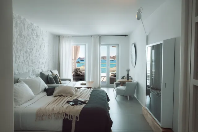 Honeymoon suite met 1 kingsize bed, jacuzzi en zeezicht — Mykonos Bliss